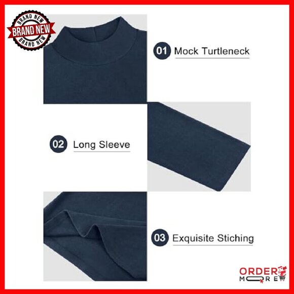 Men's Slim Fit Mock Turtleneck Sweater Lightweight Thermal Pullover - Picture 7 of 8